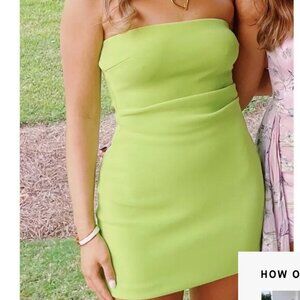 Bec + Bridge Strapless Structured Mini Dress Bright Green Size 4 - KARINA